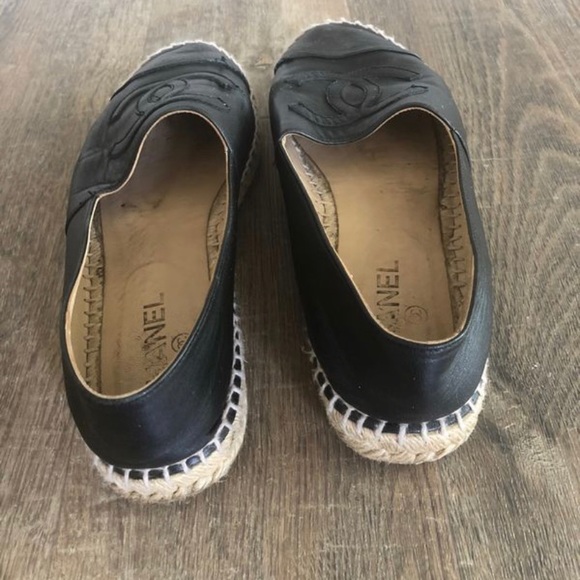 AUTHENTIC CHANEL LAMBSKIN ESPADRILLES BLACK SIZE41 - Picture 4 of 5